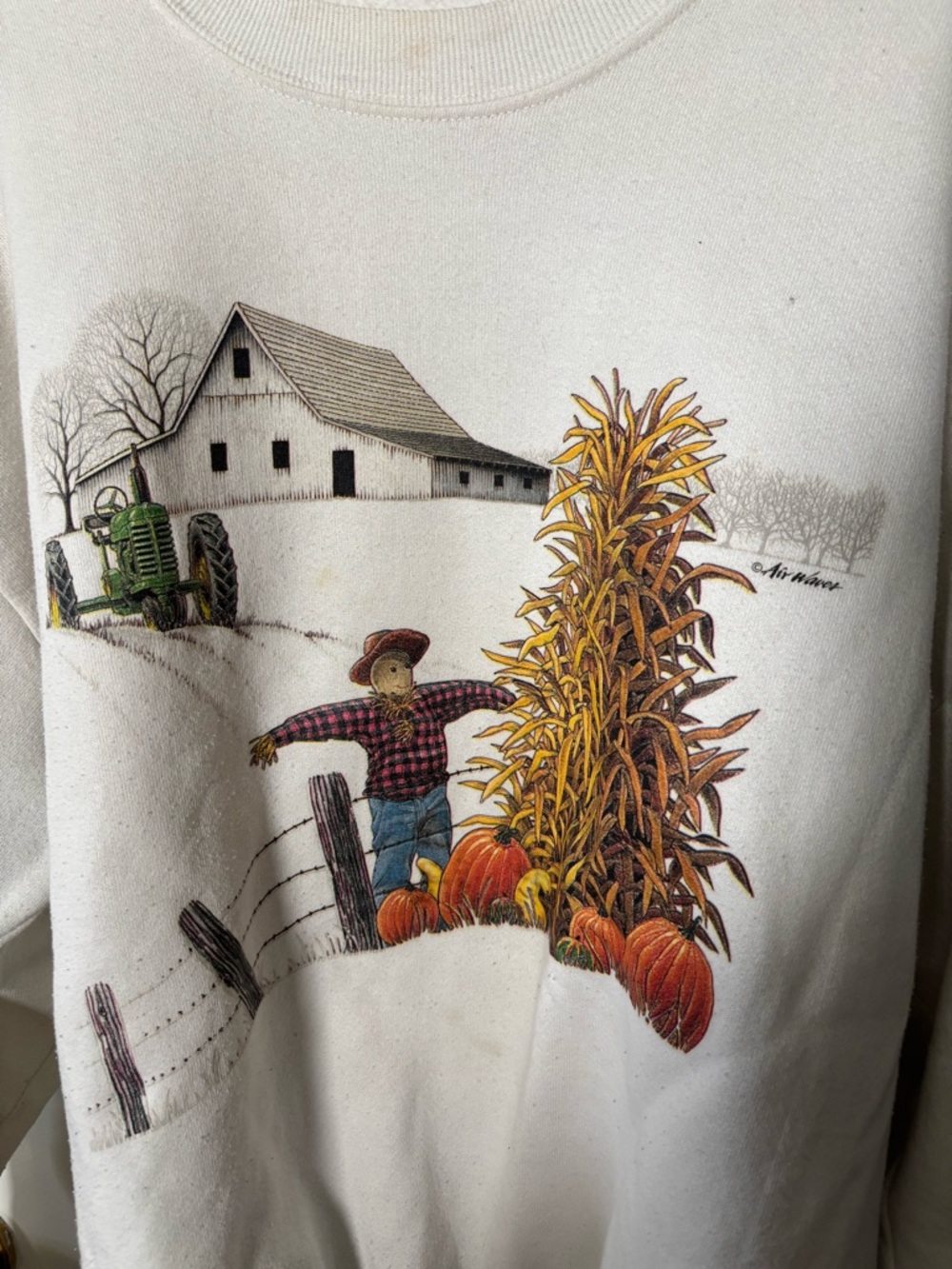 Vintage Autumnal Grandmacore Cozy Chunky Crewneck Sweatshirt XL - Picture 2 of 9